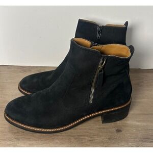 Paul Green Diego Booties Women's US 9-9.5 Ankle Boots Black Suede Side Zip
